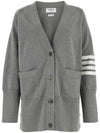 Stitched Cotton 4 Bar Cardigan Grey - THOM BROWNE - BALAAN 2