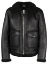 Tommy Shearing Trimming Leather Jacket Black - A.P.C. - BALAAN 2