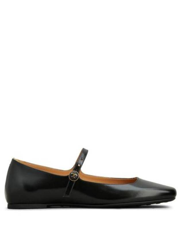 T Logo Mary Jane Flat Black - TOD'S - BALAAN 2