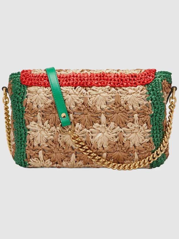 Marmont raffia flower small shoulder bag - GUCCI - BALAAN 4