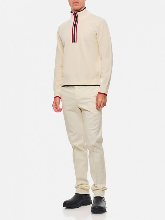 Half zip wool knit top white - THOM BROWNE - BALAAN 3