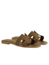 Oran Leather Sandals Etoupe - HERMES - BALAAN 3