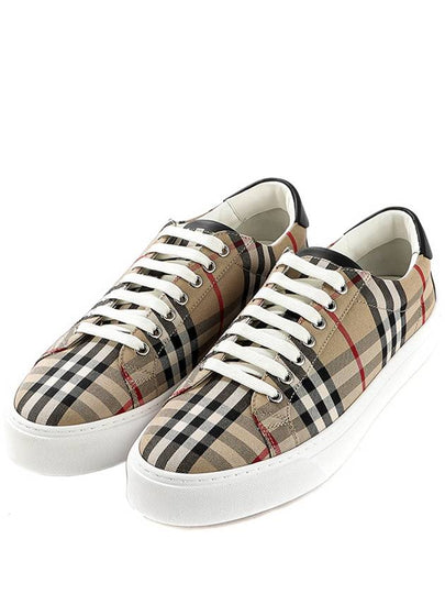 Vintage Check Cotton Low Top Sneakers Beige - BURBERRY - BALAAN 2