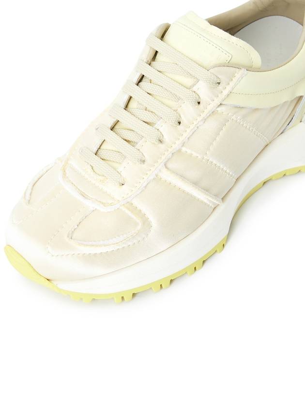 Men's 50 50 Lace-up Nylon Leather Low Top Sneakers Pastel Yellow - MAISON MARGIELA - BALAAN 8