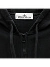 Cotton Fleece Garment Dyed Zip Up Hoodie Black - STONE ISLAND - BALAAN 3