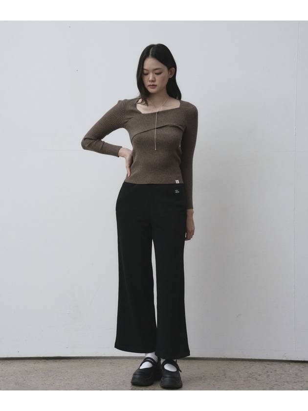 Diagonal neckline slim ribbed knit Cocoa - THE GREEN LAB - BALAAN 10