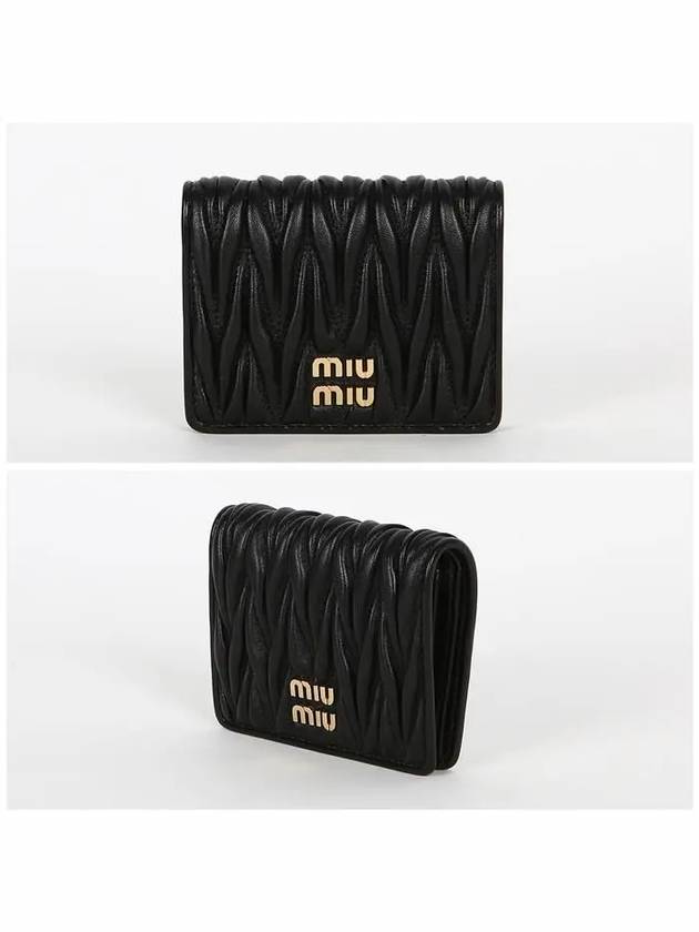 Matelasse Leather Half Wallet Black - MIU MIU - BALAAN 3