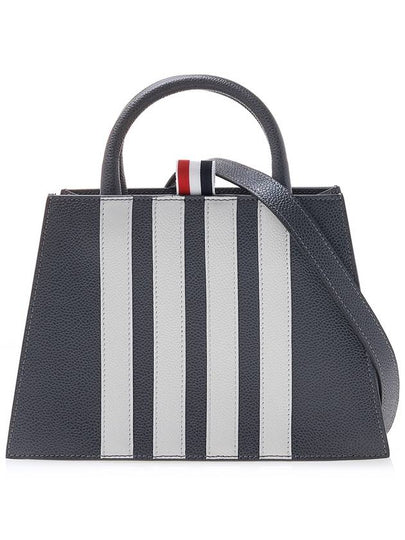 Pebble Grain Leather 4 Bar Mini Trapeze Tote Bag Dark Gray - THOM BROWNE - BALAAN 2