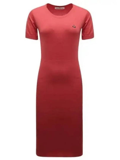 Women's ORB Knit Blend Short Dress Coral Red - VIVIENNE WESTWOOD - BALAAN 2