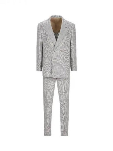 Houndstooth check linen suit 271682 - BRUNELLO CUCINELLI - BALAAN 1