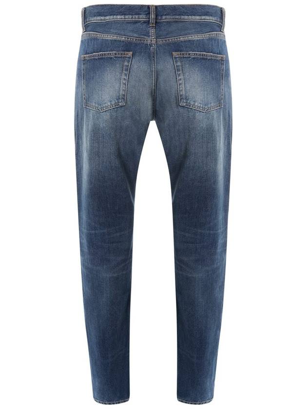 Logo Patch Back Straight Jeans Beach Blue - SAINT LAURENT - BALAAN 3