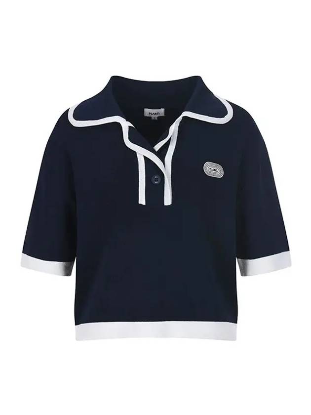 Collar neck color combination short sleeve T-shirt MK3SP090NVY - P_LABEL - BALAAN 8