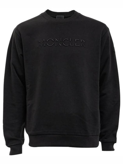 Tonal Logo Crew Neck Sweatshirt Black - MONCLER - BALAAN 2