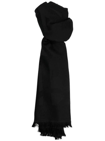 Cassandra Monogram Wool Jacquard Scarf Black - SAINT LAURENT - BALAAN 2