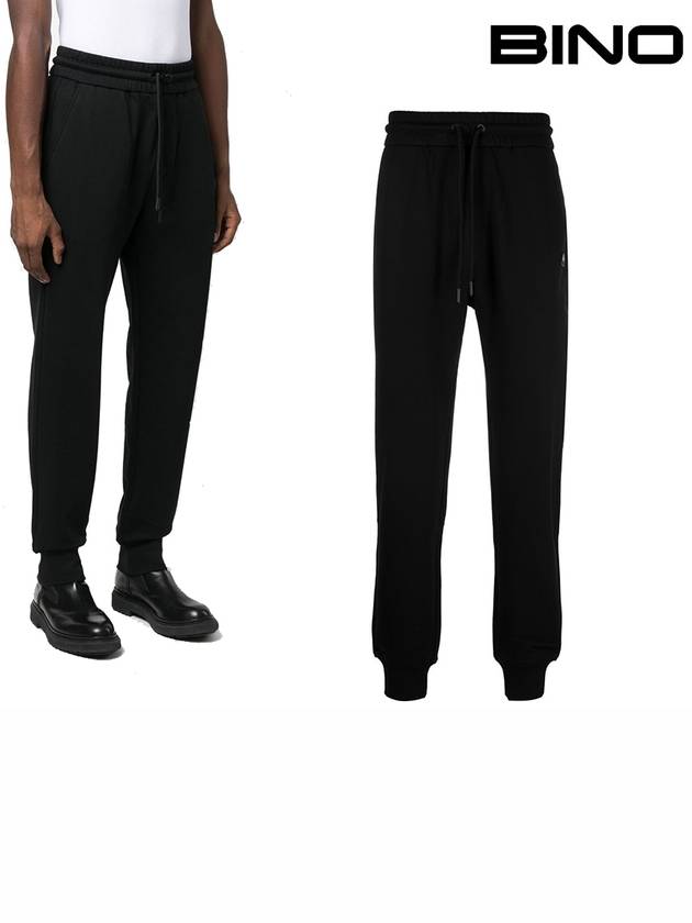 Women's Logo Patch Casual Jogger Track Pants Black - MOOSE KNUCKLES - BALAAN.