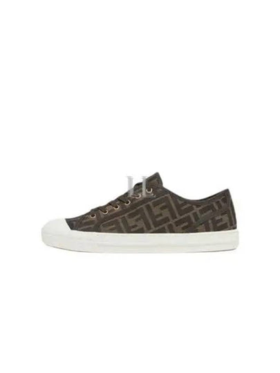 Domino FF Fabric Low Top Sneakers Brown - FENDI - BALAAN 2