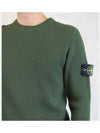 Wappen Patch Crew Neck Ribbed Wool Knit Top Green - STONE ISLAND - BALAAN 3