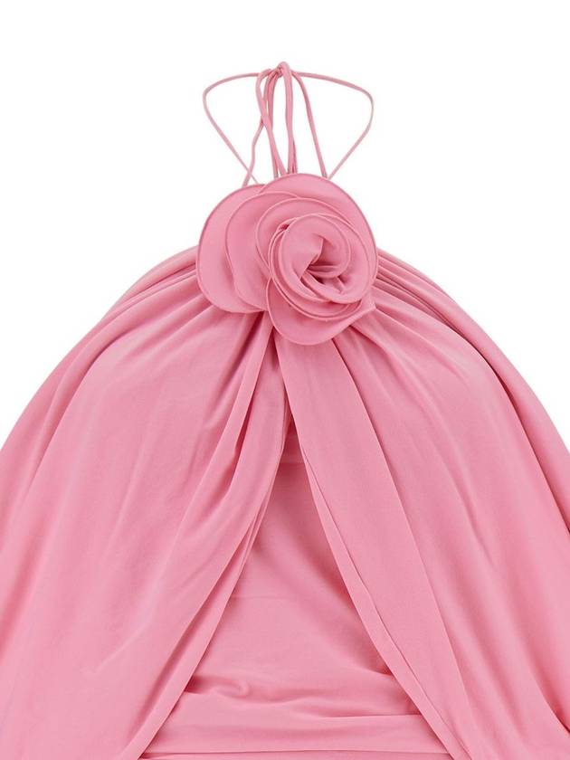 Mini Pink Dress With Cape And Rose Patch In Stretch Polyamide Woman - MAGDA BUTRYM - BALAAN 3