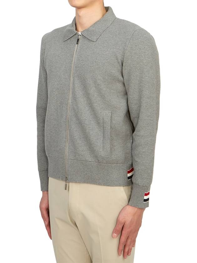 Textured Striped Cotton Bomber Jacket Grey - THOM BROWNE - BALAAN 5