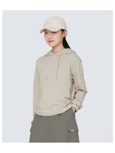 Basic Women s Semi Cropped Hooded Sweatshirt S24FWFHD11 Beige - SNOW PEAK - BALAAN 1