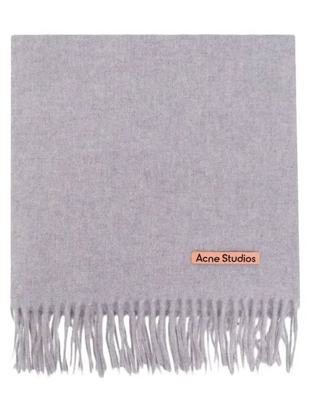 Logo Wool Fringe Scarf Powder Blue Melange - ACNE STUDIOS - BALAAN 3