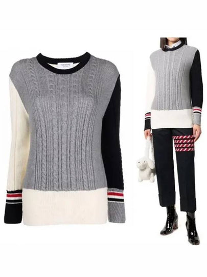 Fun Mix Irish Cable Merino Wool Pullover Knit Top - THOM BROWNE - BALAAN 2