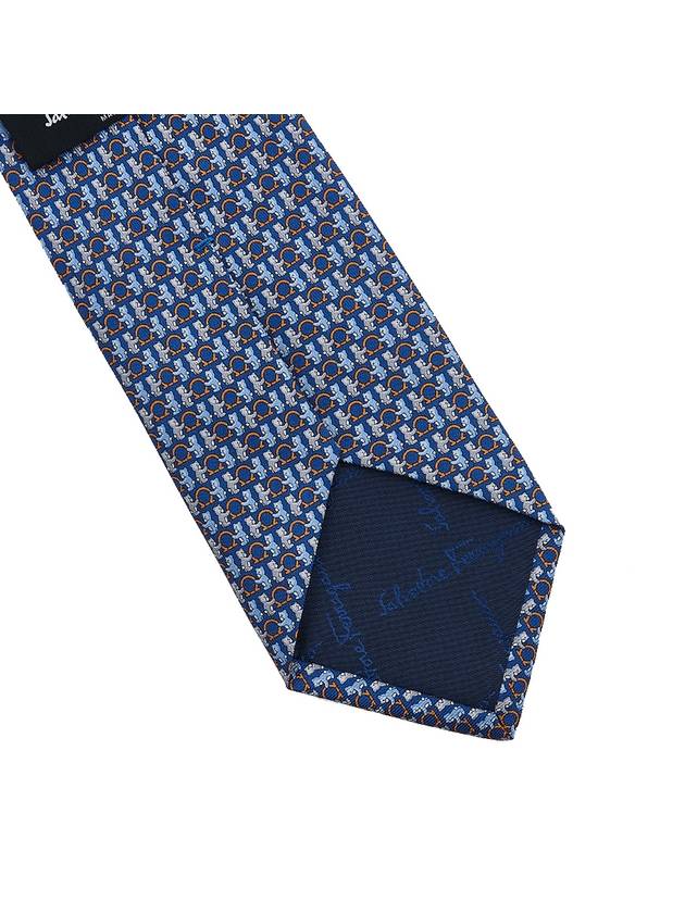 Bear Logo Print Silk Tie Marine - SALVATORE FERRAGAMO - BALAAN 7