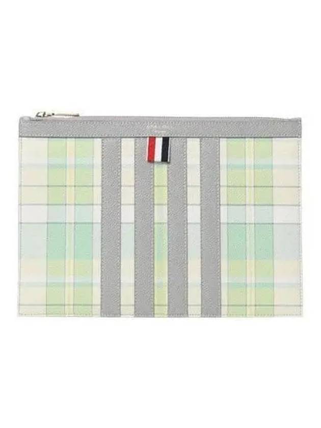 Women s Madras Check Small Clutch Bag Light Green MAC114A L0041 - THOM BROWNE - BALAAN 1