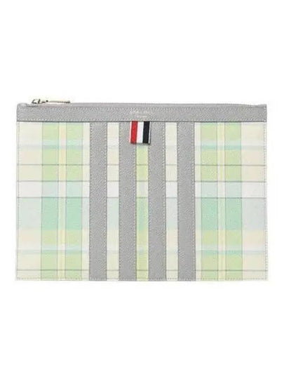 Women s Madras Check Small Clutch Bag Light Green MAC114A L0041 - THOM BROWNE - BALAAN 1