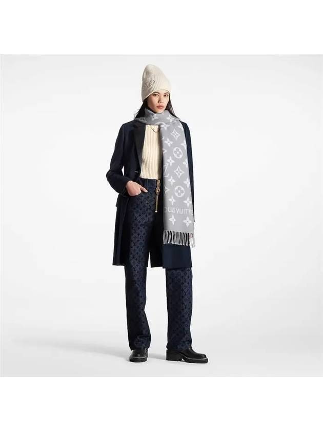 LV Essential Monogram Wool Scarf Light Grey - LOUIS VUITTON - BALAAN 7