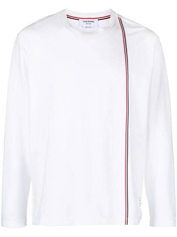 RWB Striped Cotton Long Sleeve T-Shirt White - THOM BROWNE - BALAAN 1