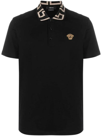 Men's Medusa Greca Short Sleeve Polo Shirt Black - VERSACE - BALAAN 2