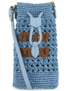 Embroidered Logo Crochet Bucket Bag Light Blue - MIU MIU - BALAAN 3