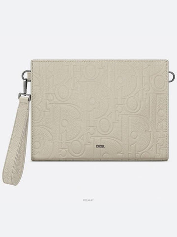 A5 Triangle Pouch Beige Dior Gravity Leather - DIOR - BALAAN 1