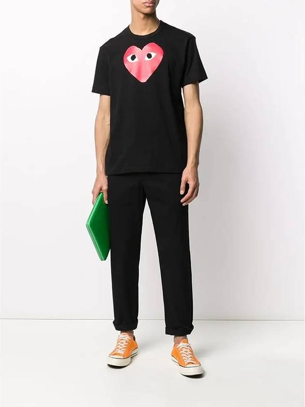 Red Heart Logo Cotton T Shirt Black AZ T112 - COMME DES GARCONS PLAY - BALAAN 3