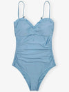 Gathered One-Piece Swimsuit Blue - GANNI - BALAAN 2