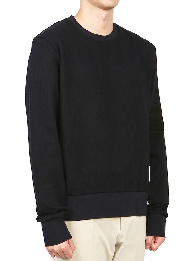 Seersucker Loopback 4 Bar Crew Neck Sweatshirt Navy - THOM BROWNE - BALAAN 6