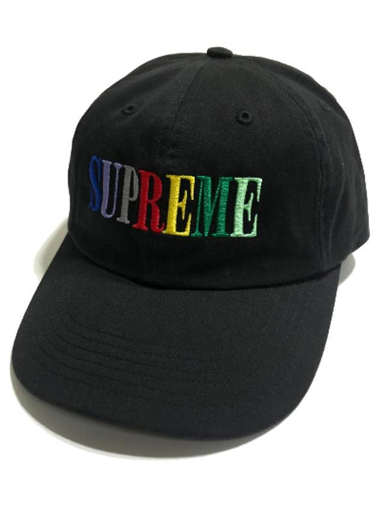 Multi Color Logo 6 Panel Ball Cap Black - SUPREME - BALAAN 2