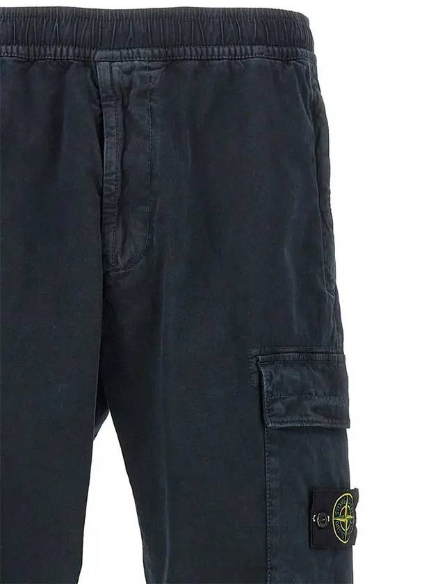 Stretch Cotton Cargo Straight Pants Navy - STONE ISLAND - BALAAN 4