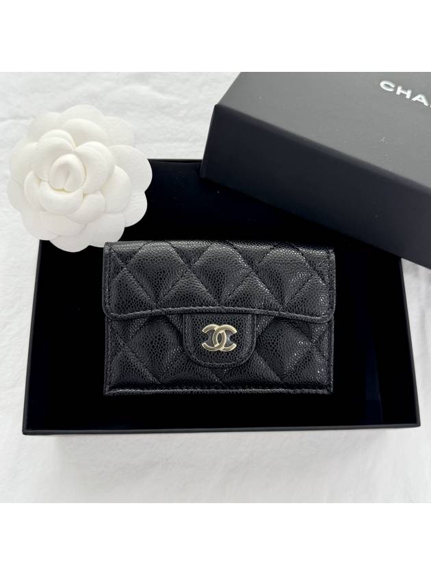 Classic Small Flap Wallet Grained Shiny Calfskin Gold Black - CHANEL - BALAAN 2