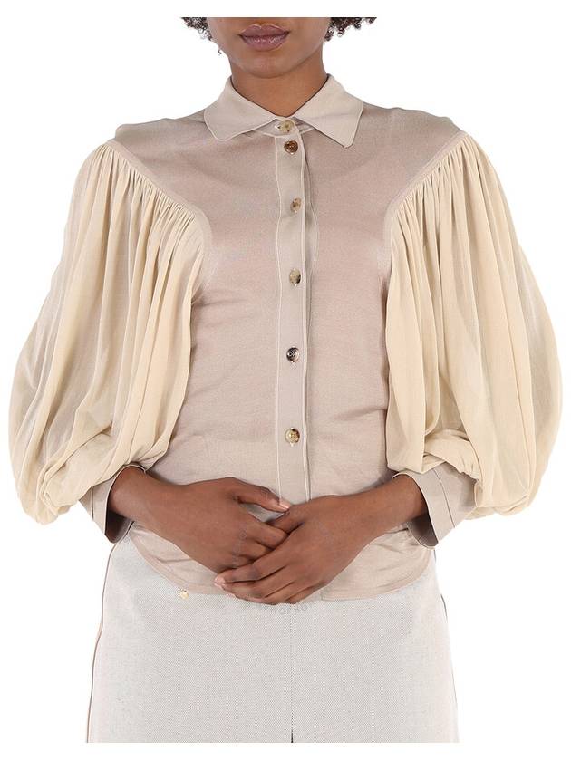 Burberry Ladies Sesame Ballon Sleeve Blouse, Size XX-Small - BURBERRY - BALAAN 1