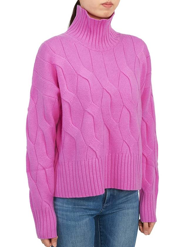 Women's Relaxed Fit Wool Cashmere Turtleneck Pink - MAX MARA - BALAAN.