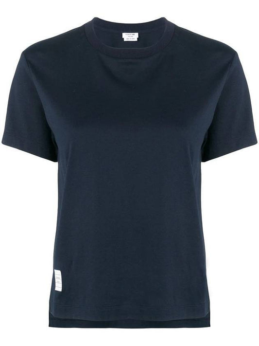 Logo Patch Lightweight Jersey Relaxed Fit Short Sleeve T-Shirt Navy - THOM BROWNE - BALAAN 1