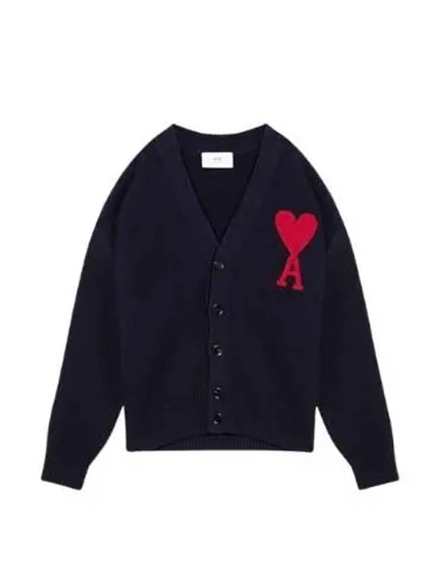 De Coeur Logo Wool Cardigan Navy - AMI - BALAAN 2