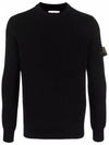 Men's Ribbed Soft Cotton Crewneck Knit Top Black - STONE ISLAND - BALAAN 3