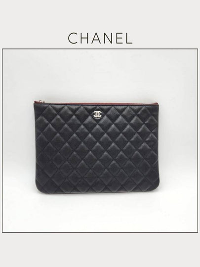 Medium Classic Clutch Bag Caviar Leather & Silver Black - CHANEL - BALAAN 2