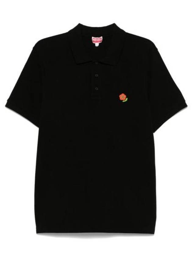 Pop Embroidery Slim Polo Shirt Black - KENZO - BALAAN 1