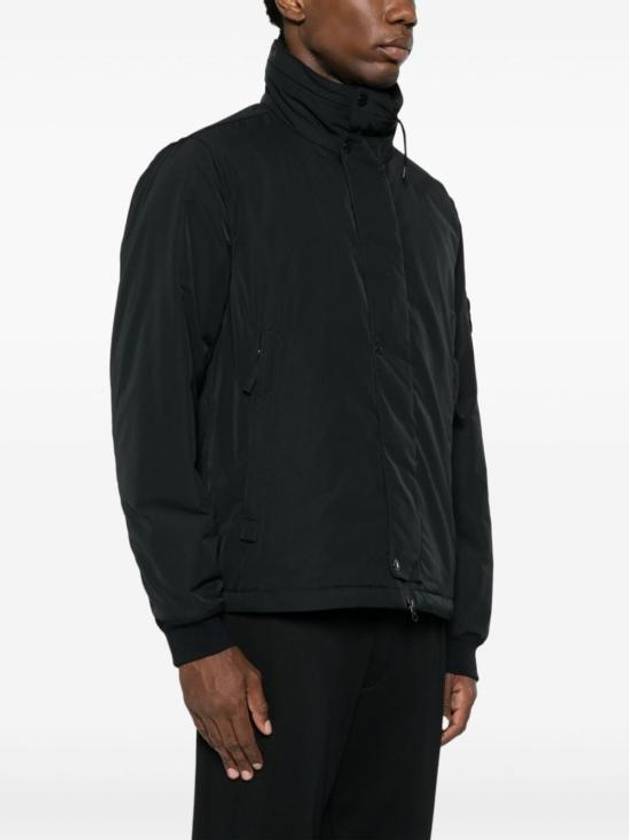 Logo Micro Twill Zip Up Jacket Black - STONE ISLAND - BALAAN 3