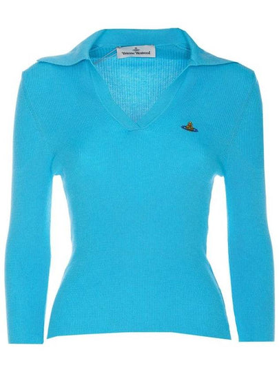 ORB Polo Cashmere Knit Top Blue - VIVIENNE WESTWOOD - BALAAN 2