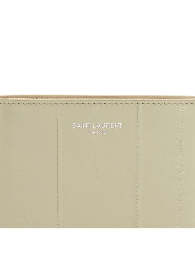 Texture Leather Half Wallet Beige - SAINT LAURENT - BALAAN 7